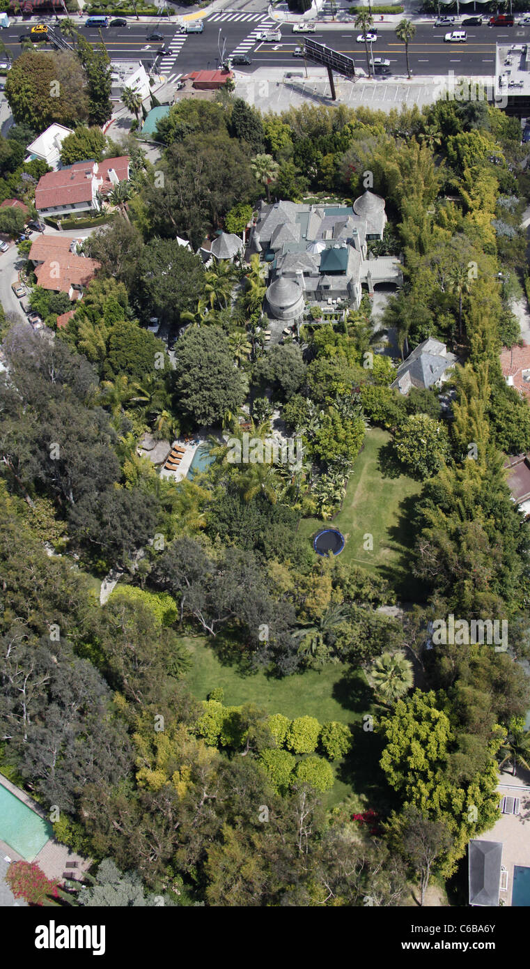 Vista aérea de la casa de Johnny Depp vive en. West Hollywood