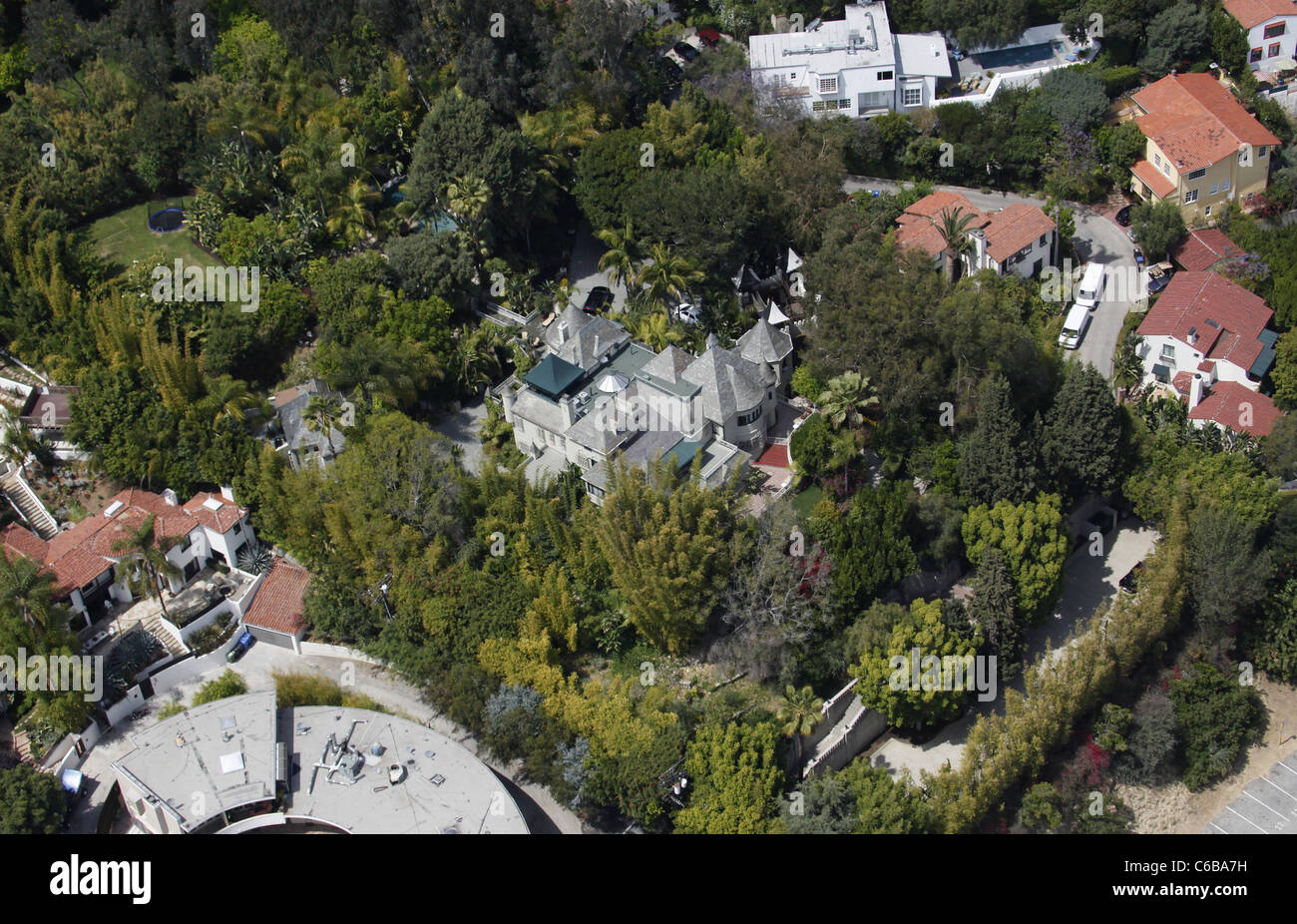 Vista aérea de la casa de Johnny Depp vive en. West Hollywood
