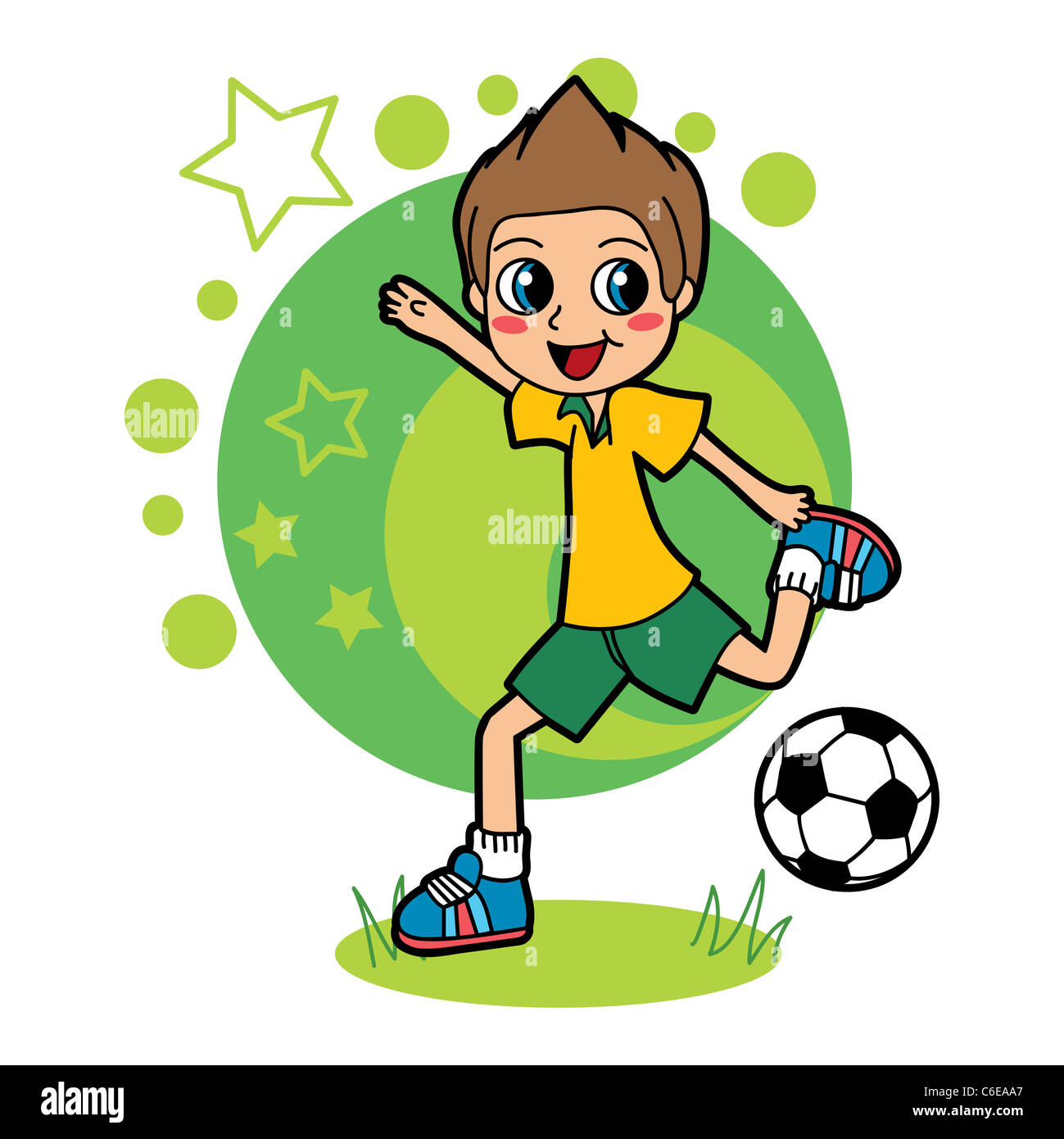 Ilustración vectorial de dibujos animados futbolista hombre chutar un balón  y golpear la cara de otro jugador Imagen Vector de stock  Alamy