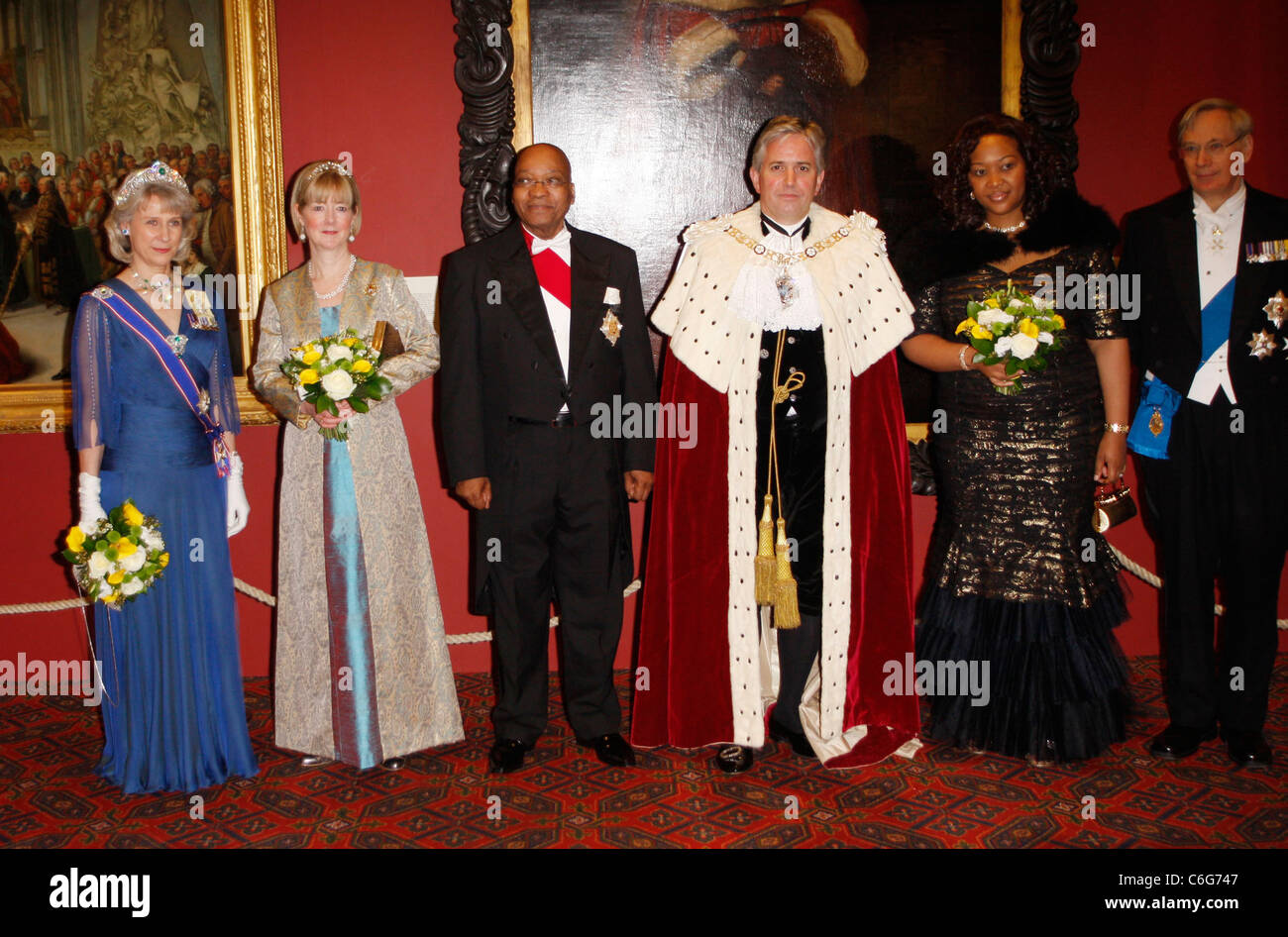 Duquesa de Gloucester, Jacob Zuma, el Alcalde Nick Anstee, Thobeka Madiba Zuma, el Duque de Gloucester, el señor Alcalde Nick Foto de stock
