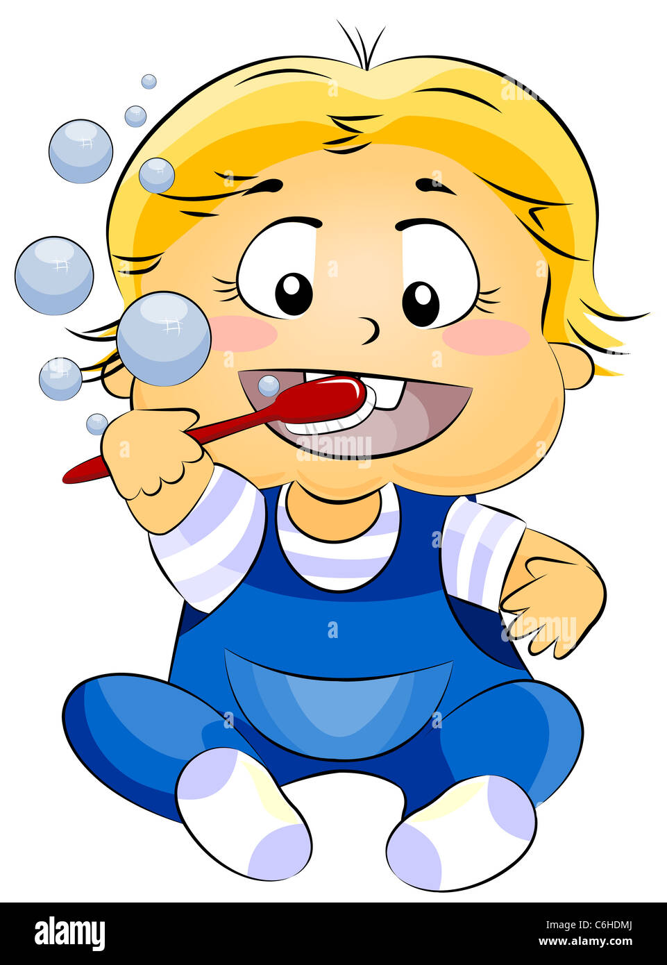 Ilustración de un bebé cepillando sus dientes Fotografía de stock - Alamy