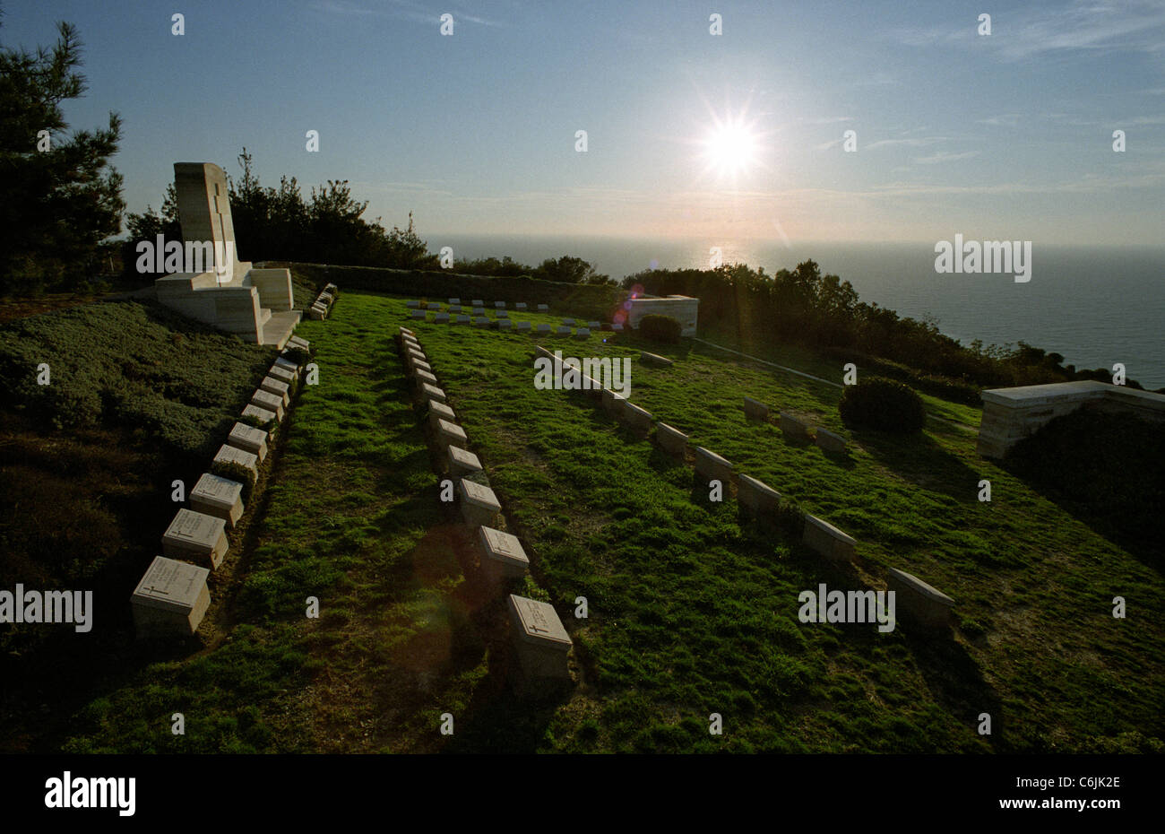 Caminantes Ridge Cementerio,Gallipoli Battlefield Turquía desde 1915 campaña. Mantenido por ela Comisión de tumbas de guerra. Foto de stock