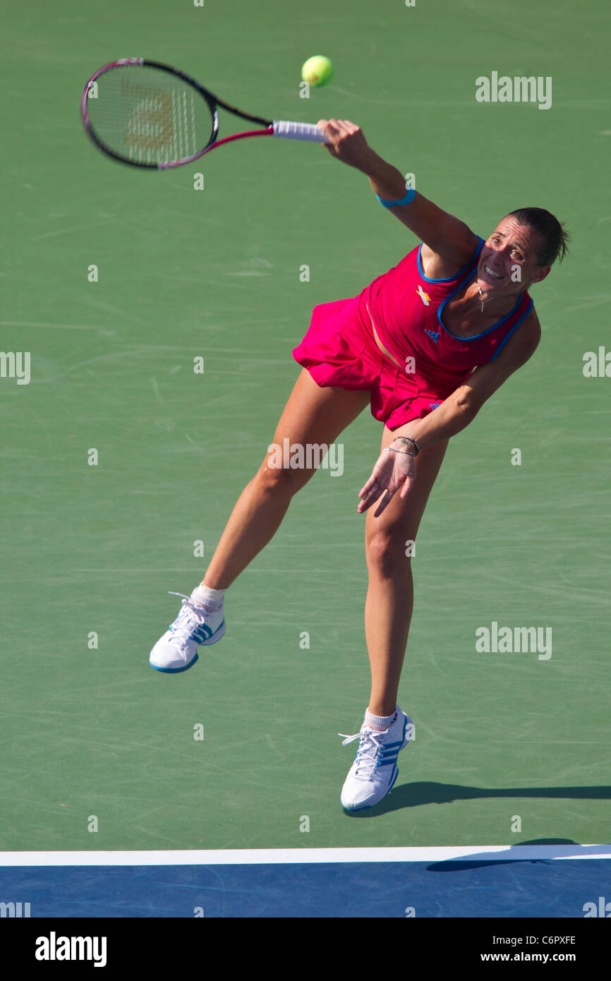Flavia Pennetta (ITA) compitiendo en el 2011 el US Open de tenis. Foto de stock