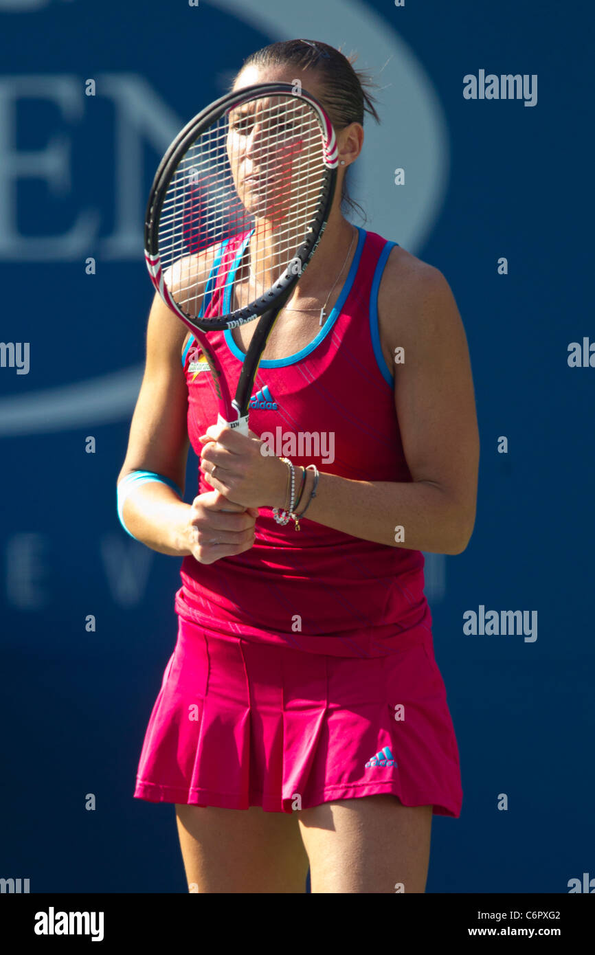 Flavia Pennetta (ITA) compitiendo en el 2011 el US Open de tenis. Foto de stock