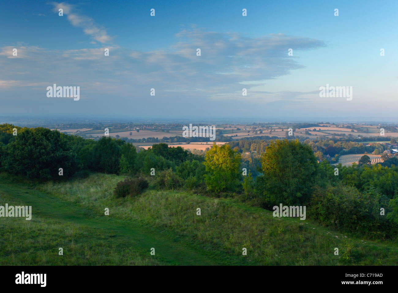 Vista desde jamón Hill Country Park. Somerset. Inglaterra. En el Reino Unido. Foto de stock