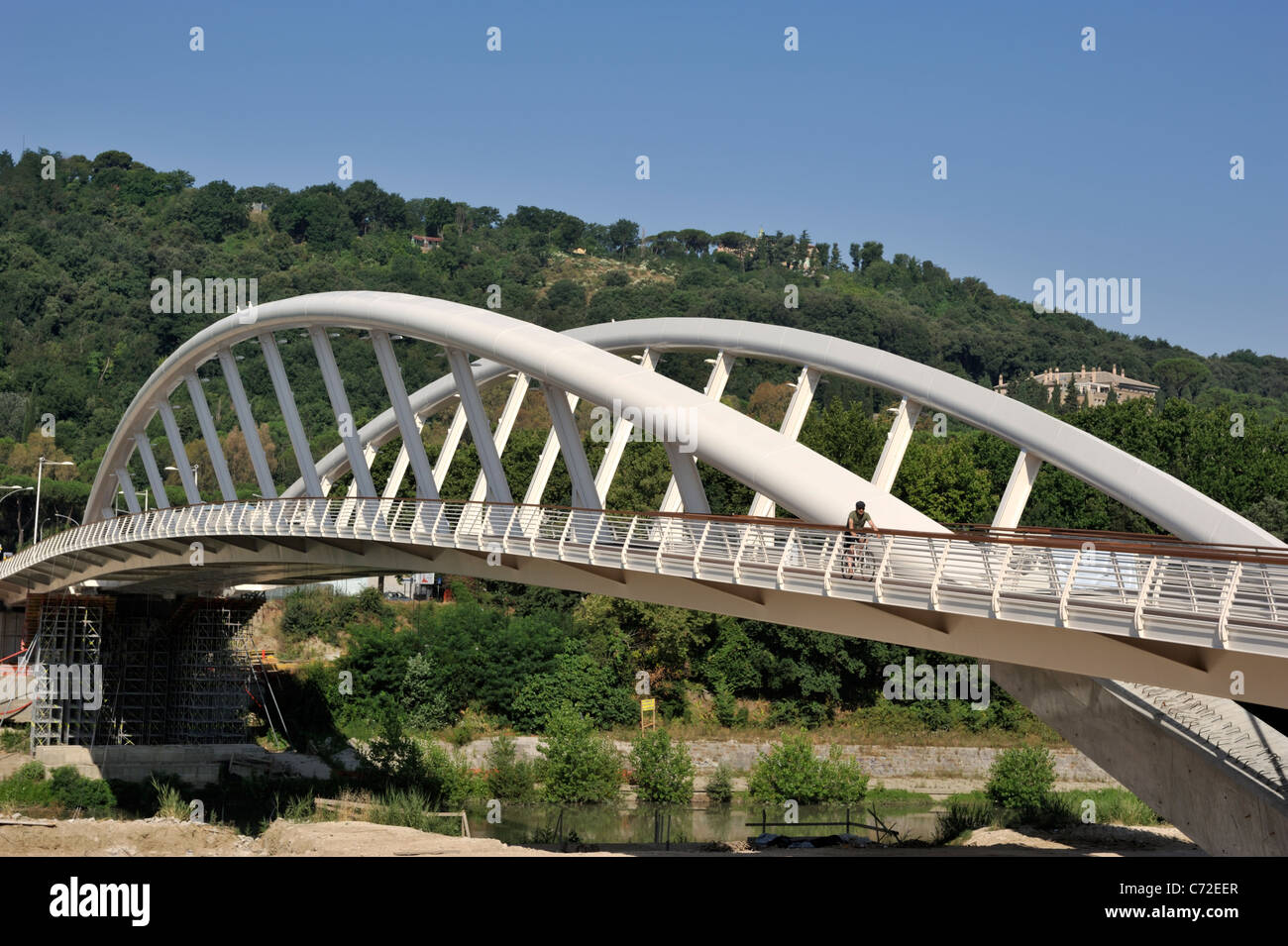 Italia, Roma, Ponte della musica, Music Bridge, el nuevo puente peatonal en Roma Foto de stock