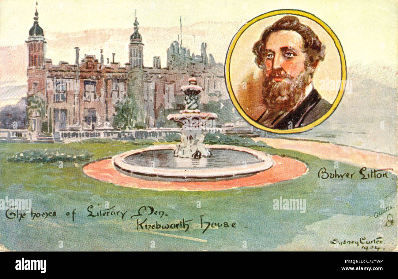 Por el artista postal Sydney Carter de Bulwer Lytton en la serie casas de hombres literarios Foto de stock