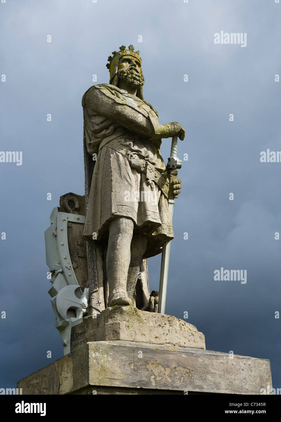 Estatua de Robert Bruce fuera el castillo de Stirling, Stirling, Escocia, Reino Unido Foto de stock