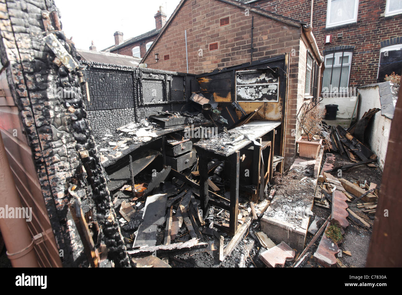 Los restos de incendio en middleport Stoke on Trent Foto de stock