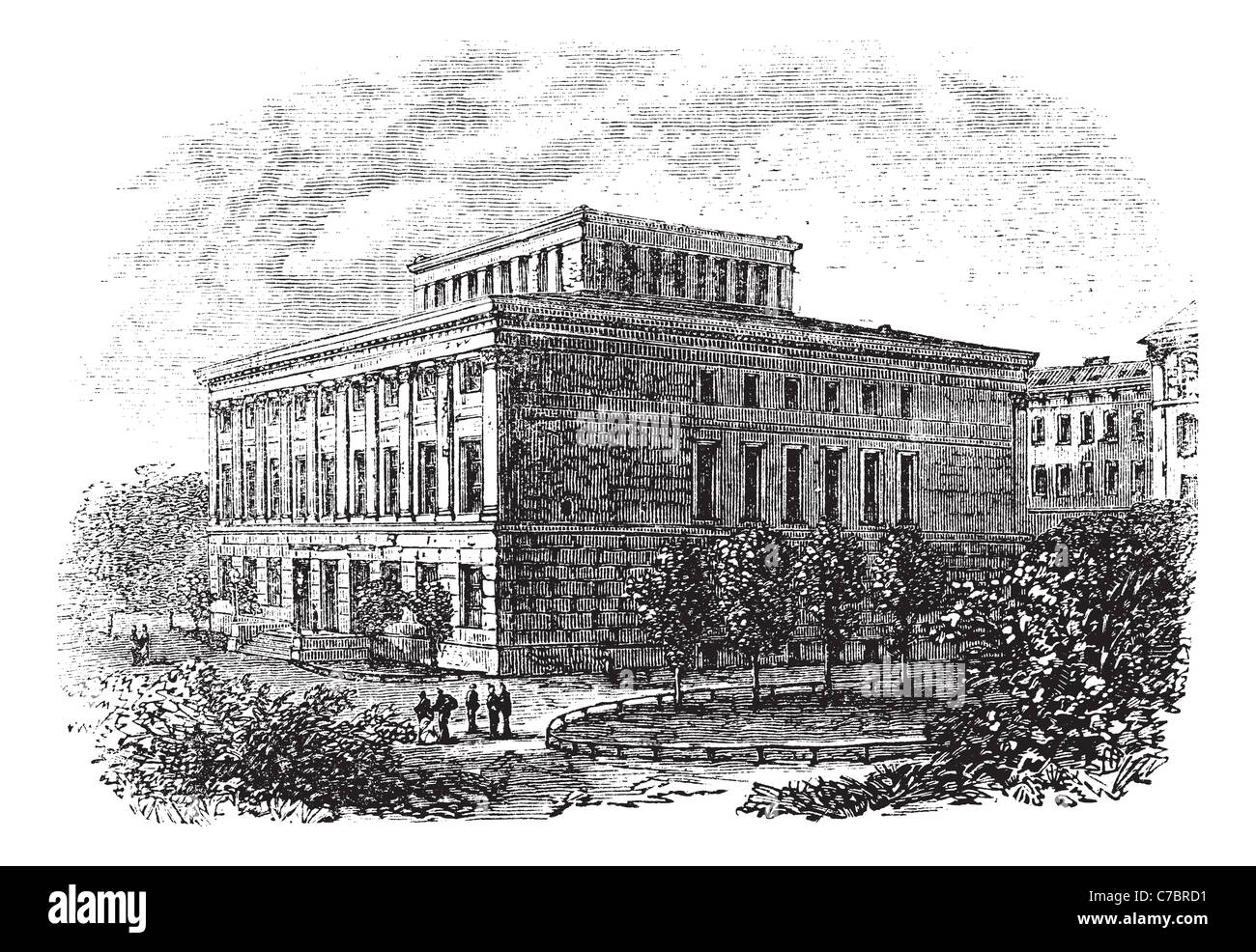 Universidad de Halle-Wittenberg vintage grabado. Ilustración grabada antiguo de la universidad de Halle-Wittenberg,1800 Foto de stock