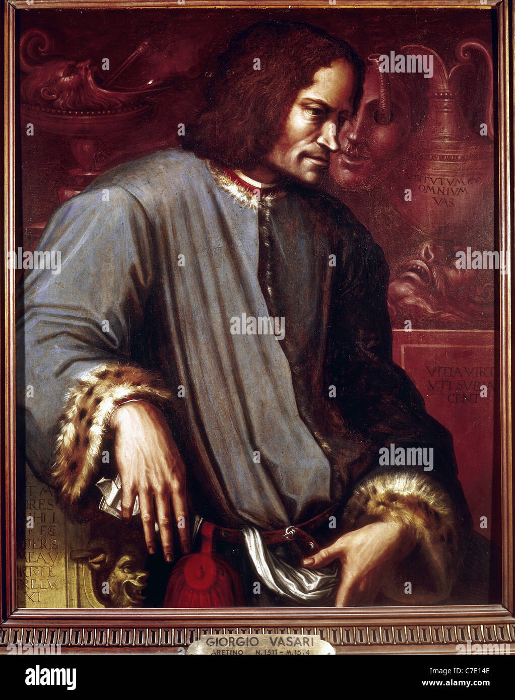 Lorenzo de Medici, conocido el magnífico (1449-1492). Retrato por Giorgio Vasari. La Galería de los Uffizi. Florencia. Italia. Foto de stock