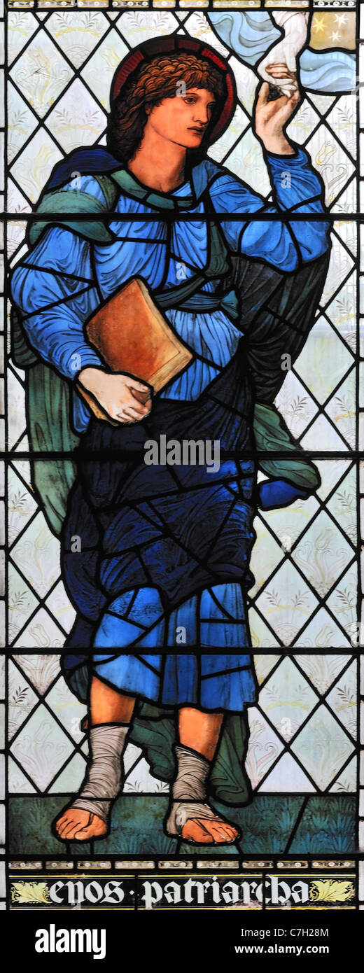 Vidriera representando a Enoc, Brampton iglesia, Cumbria, Inglaterra Foto de stock