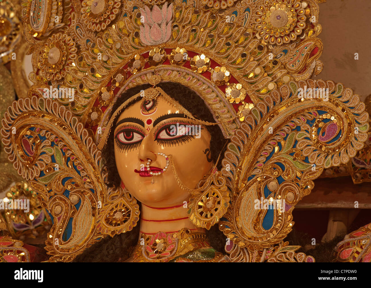 Durga ,icónica madre, la belleza divina,adorados. Foto de stock