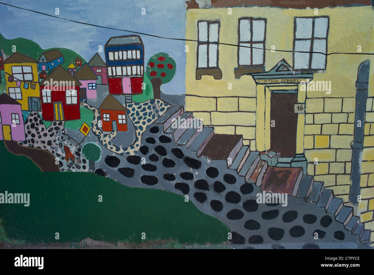 La pintura de la pared de barrio, Valparaíso, Chile, Sudamérica Fotografía  de stock - Alamy