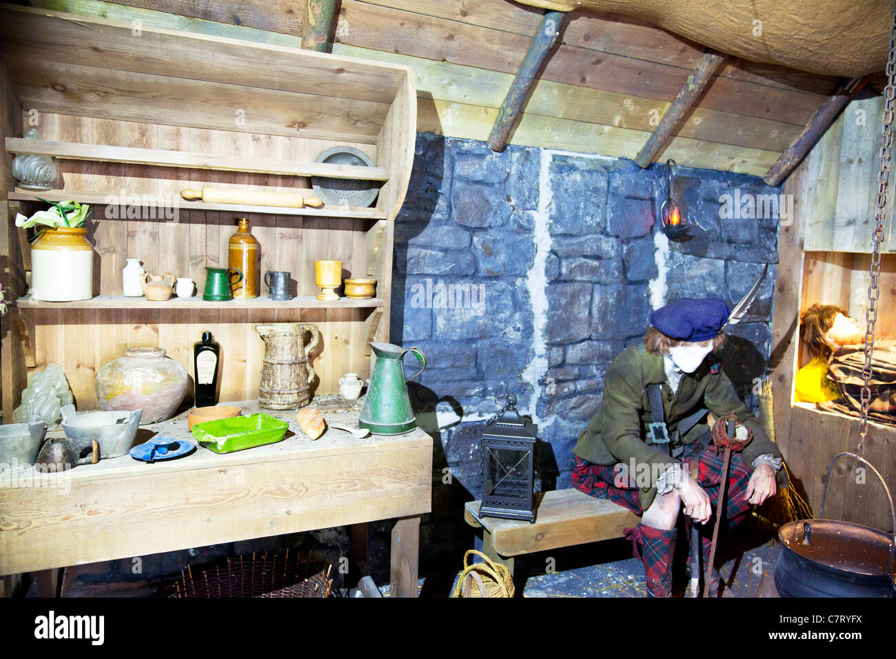 Modo de vida típico escocés a finales de los 1200's escena en edad de William Wallace Escocia hero Foto de stock