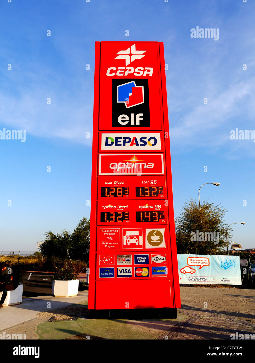 Los precios de la gasolina firmar Foto de stock