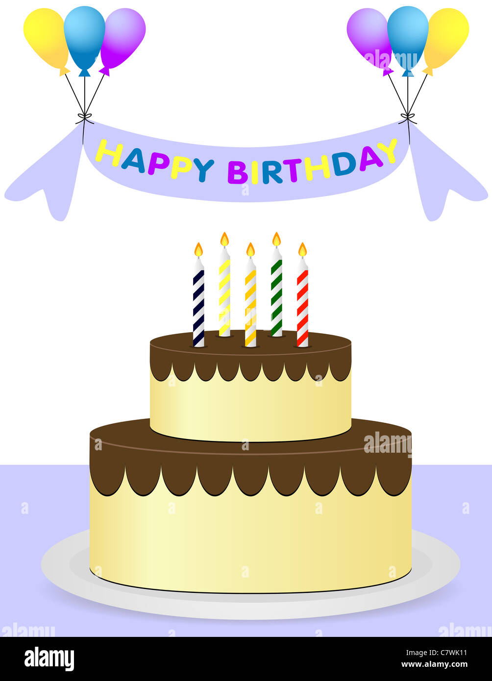 Feliz cumpleaños con torta y globos de fondo Fotografía de stock - Alamy