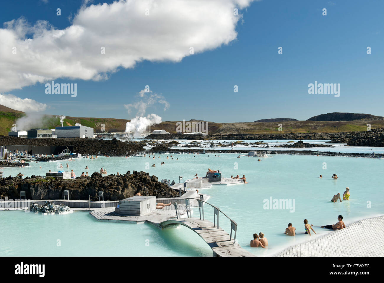 La Laguna Azul, cerca de Reykjavik en Islandia. Foto de stock