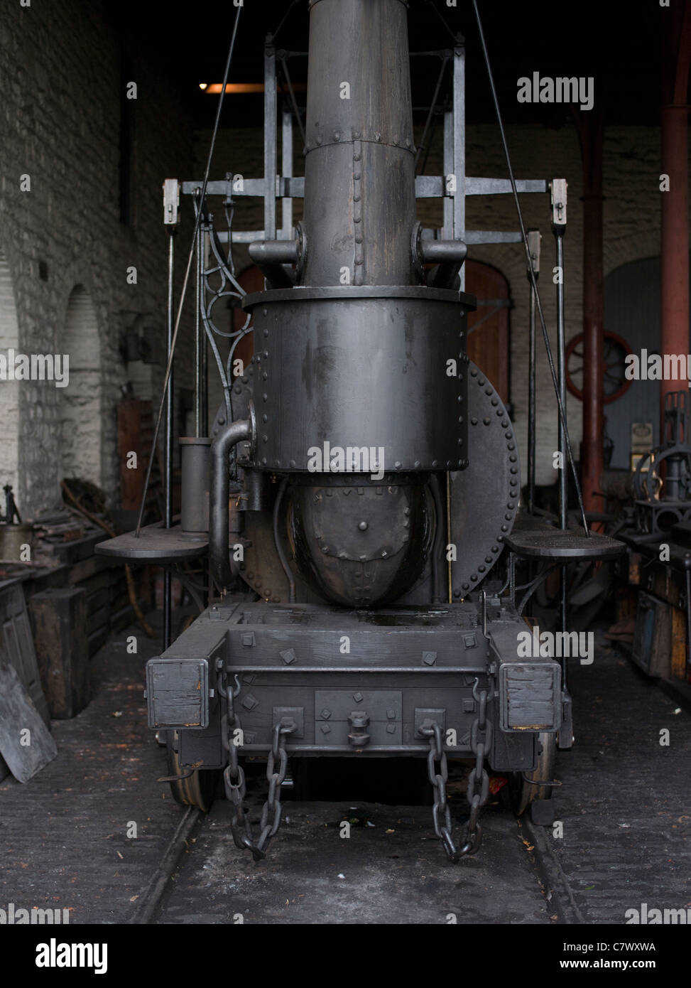Beamish, al norte de Inglaterra, un museo al aire libre, el Condado de Durham - locomotora a vapor el motor Foto de stock