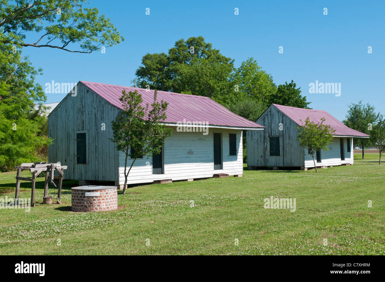 Luisiana, Frogmore Frogmore, plantación y ginebras circa 1815, cabañas de esclavos Foto de stock