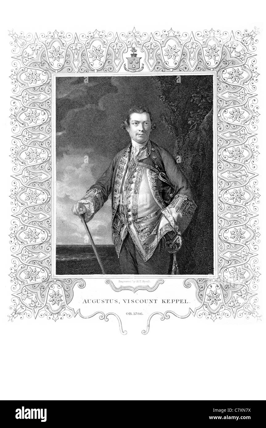 Almirante Augustus Keppel 1r vizconde PC 1725 1786 oficial de la Marina Real siete años de guerra, la Guerra de Independencia Americana Foto de stock