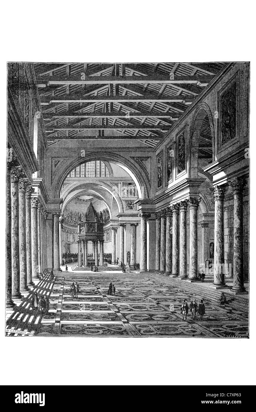 Antiguas de la Basílica de San Pedro Roma Circo Nero iglesia catedral Constantino I interior alter Foto de stock