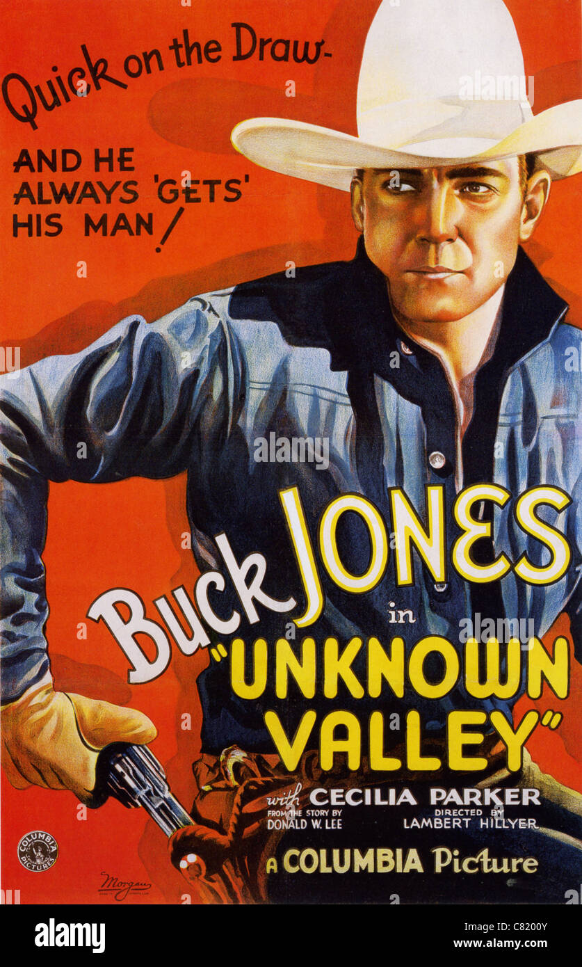Valle desconocido cartel de 1933 Columbia film con Buck Jones Foto de stock
