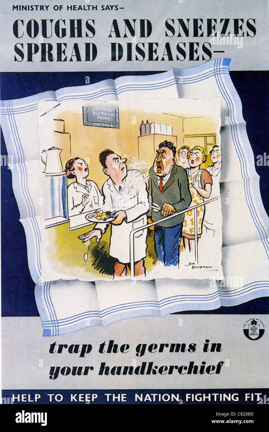 Tos y estornudos propagan enfermedades - campaña del Ministerio de Salud  británico durante la Segunda Guerra Mundial Fotografía de stock - Alamy