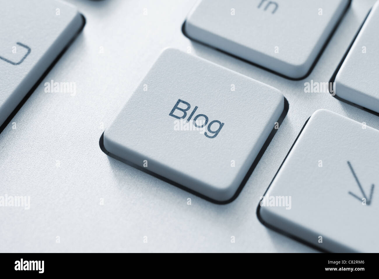 Blog botón en el teclado. Imagen de tonos. Foto de stock