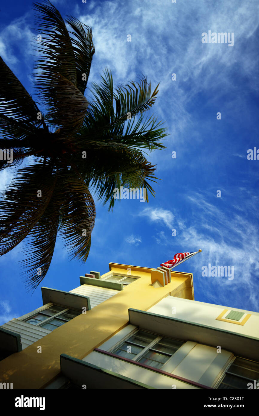 Fachada Art Deco en Miami Beach, Florida Foto de stock