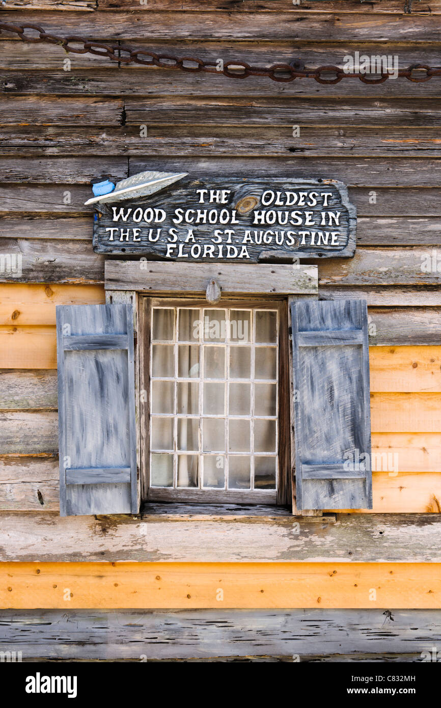 Casa de madera más antigua de la escuela, San Agustín Foto de stock
