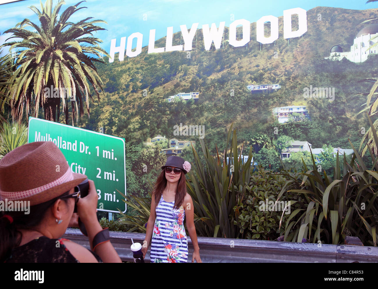 Los turistas en Universal Studios Hollywood. Foto de stock