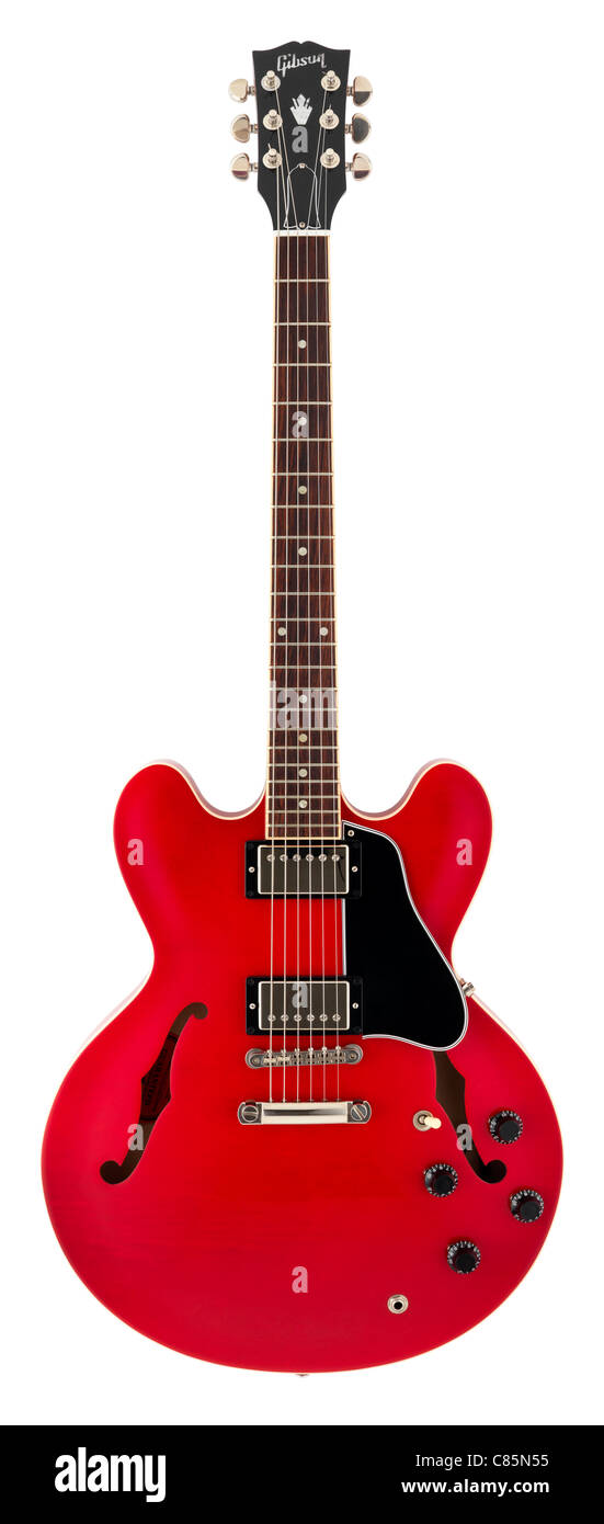 Gibson ES-335 guitarra con cuerpo de color rojo cereza Fotografía de stock  - Alamy