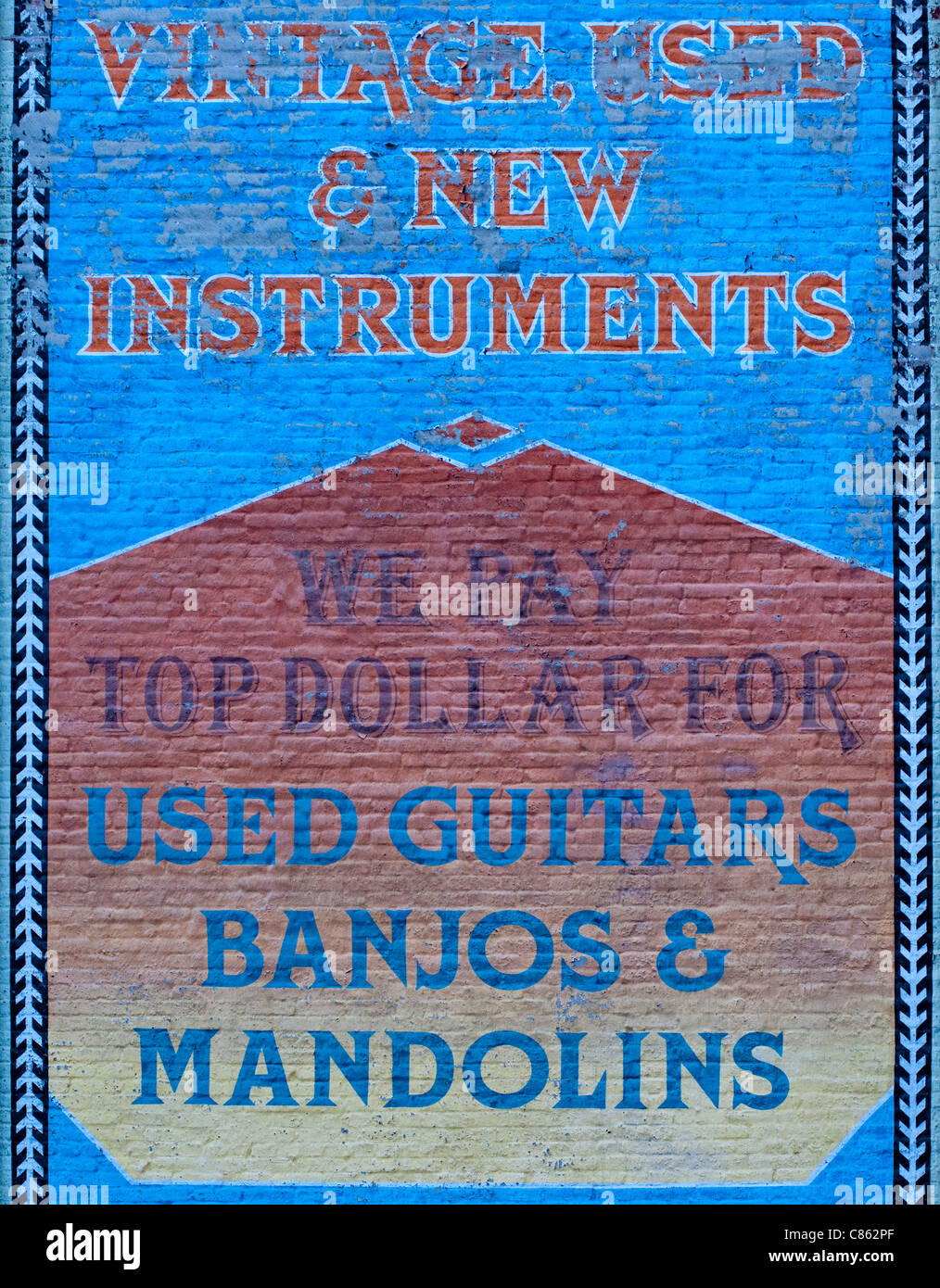Tienda de instrumentos musicales de segunda mano firmar Nashville Foto de stock