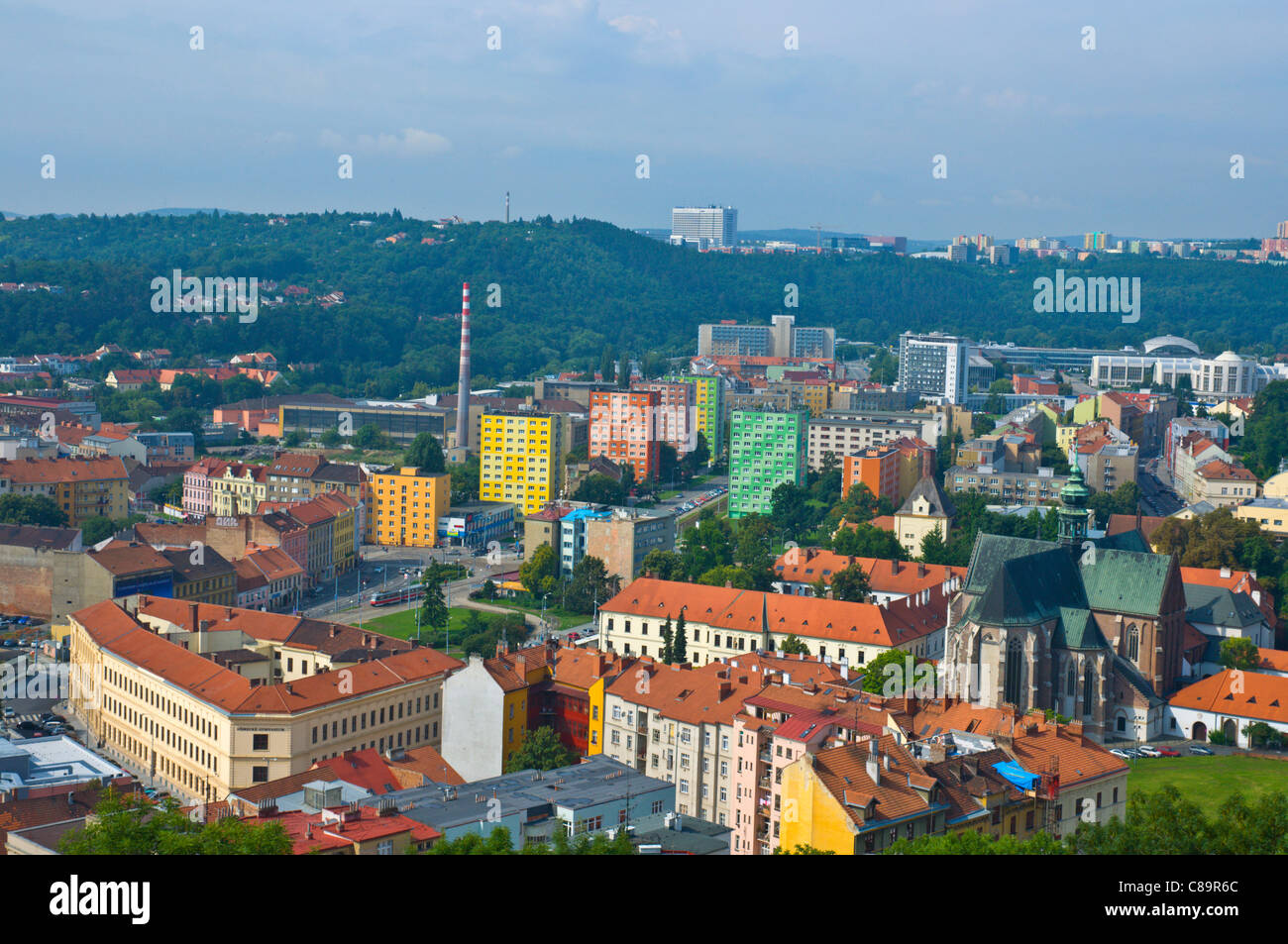 Stranice distrito junto al centro de Brno vista aérea de la ciudad de Brno, Moravia, República Checa Europa Foto de stock
