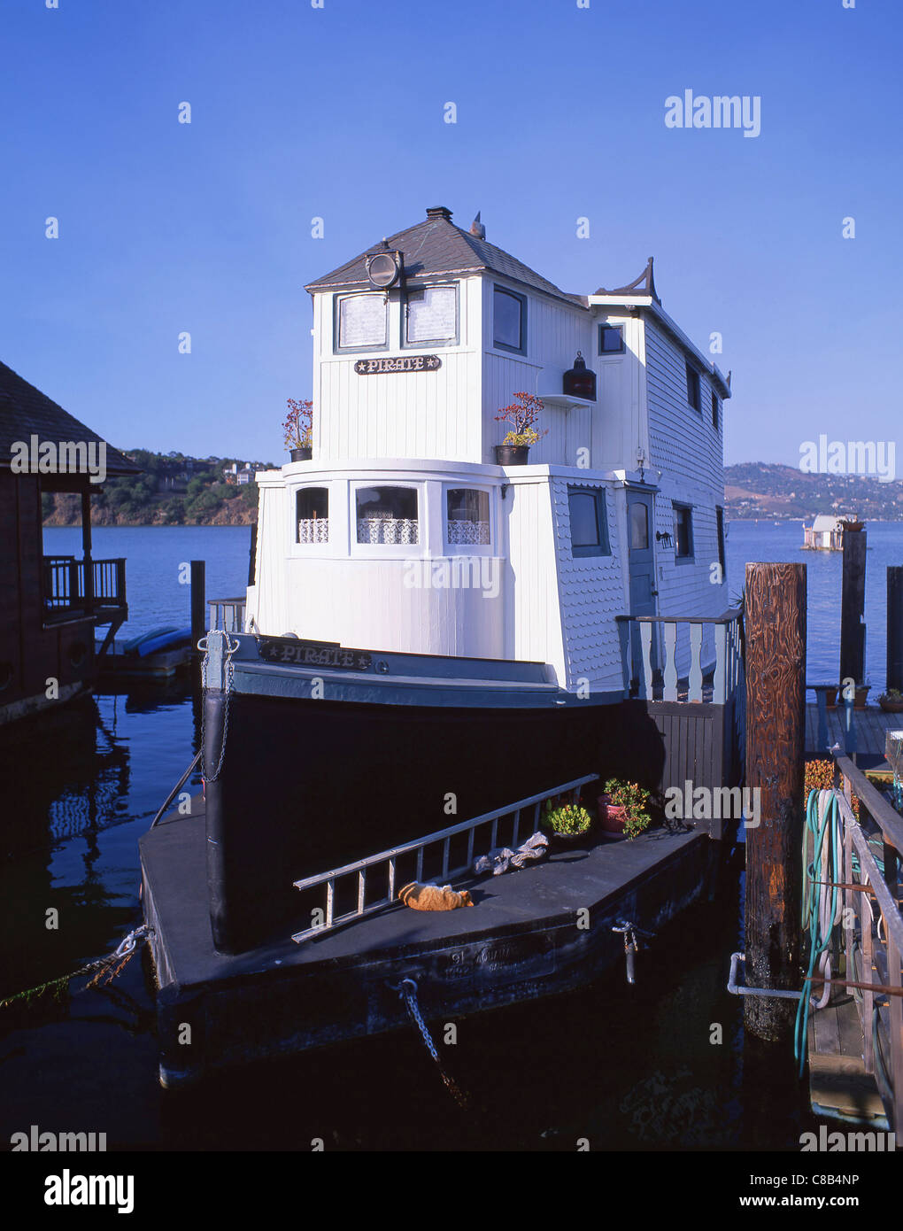 Sausalito houseboats, Waldo Point Harbor, Sausalito, área de la Bahía de San Francisco, Marin County, California, Estados Unidos de América Foto de stock