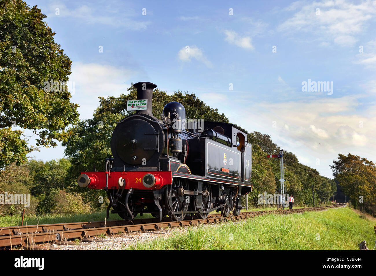 En la Isla de Wight, un tren de vapor, Foto de stock