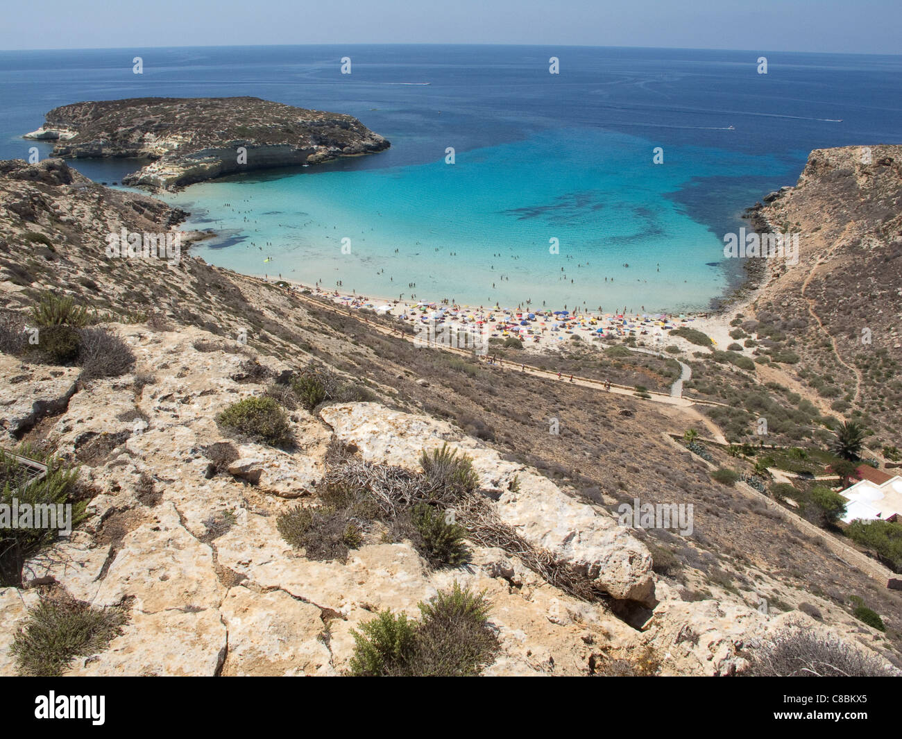 La isla de Lampedusa,Italia,Mar Mediterráneo.Isola dei Conigli. Foto de stock