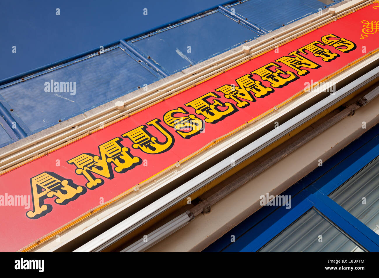 Inglaterra Devon Goodrington Sands diversión arcade sign (detalle) Foto de stock