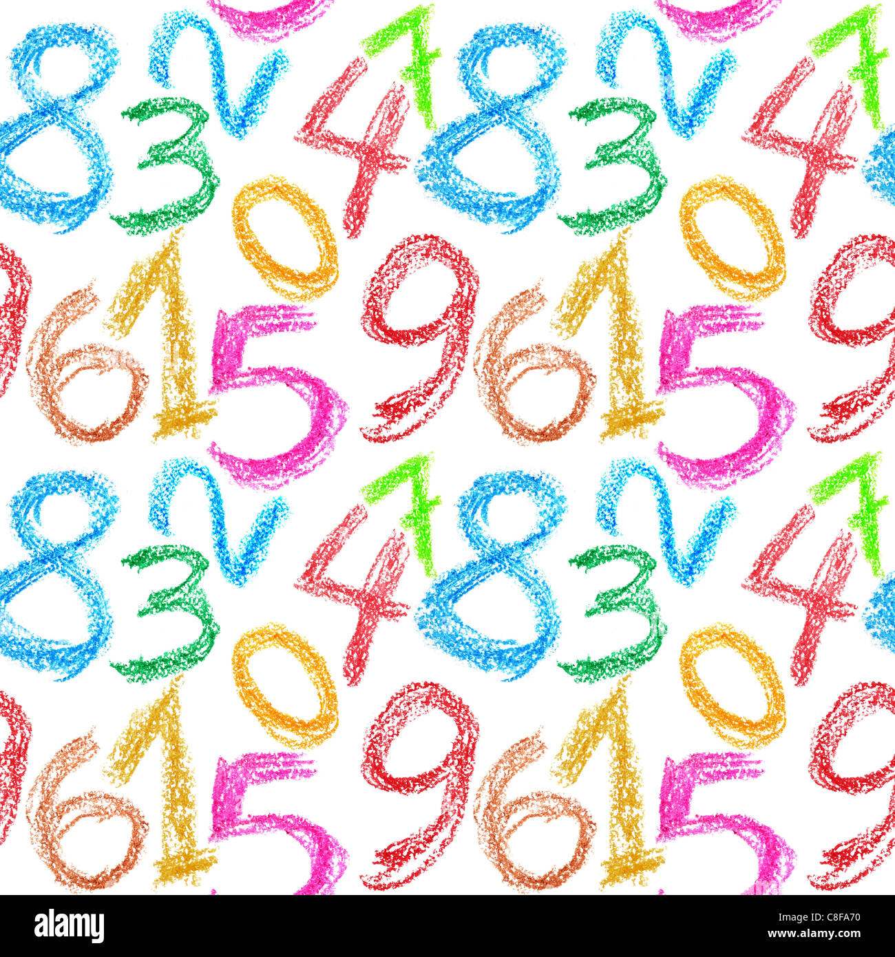 Patron Sin Fisuras Crayon Numeros Sobre Fondo Blanco Fotografia De Stock Alamy