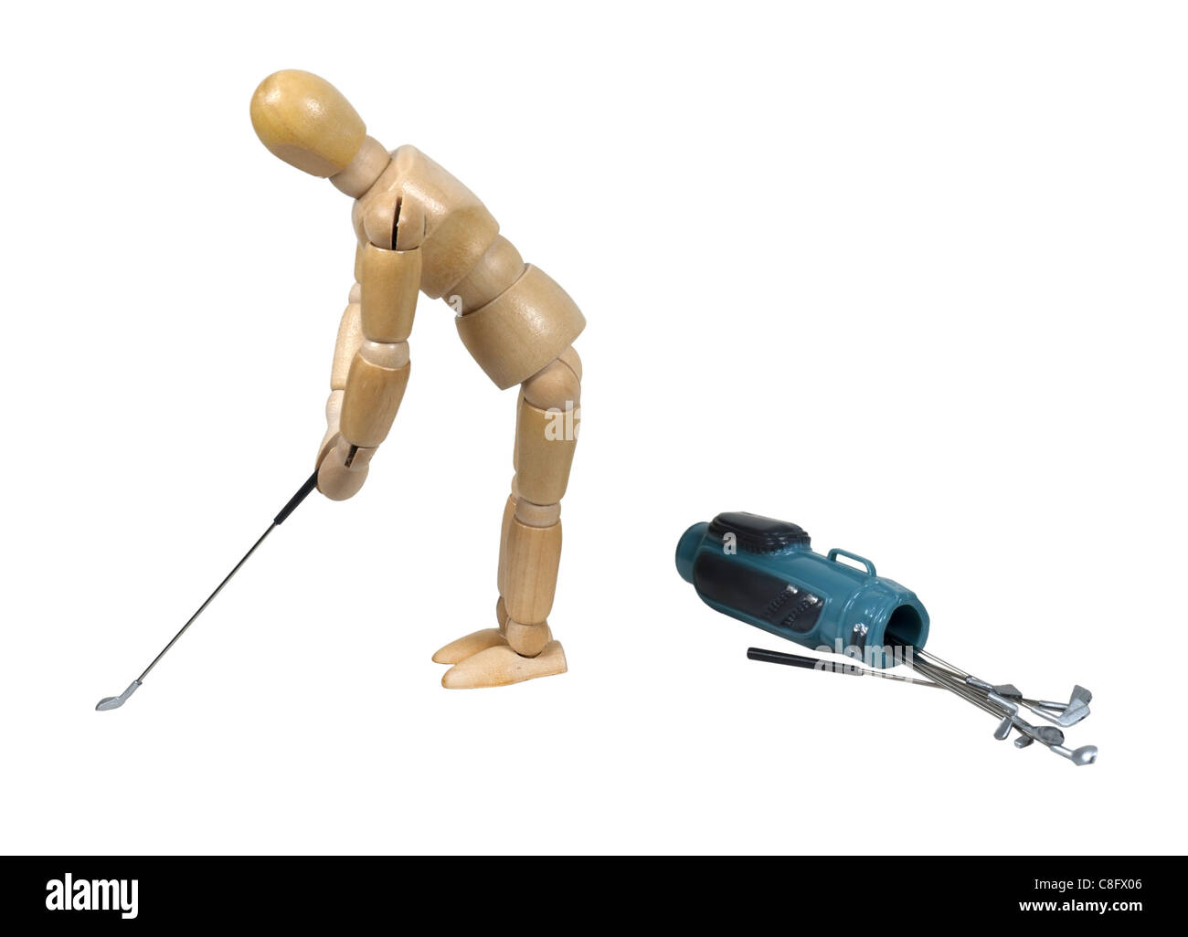 Jugar una ronda de golf con una bolsa de golf mintiendo cerca - Ruta incluida Foto de stock