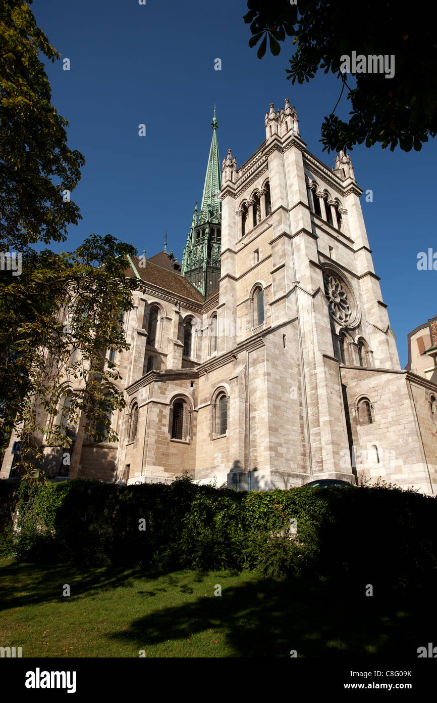 Ginebra: la Catedral de San Pedro Foto de stock