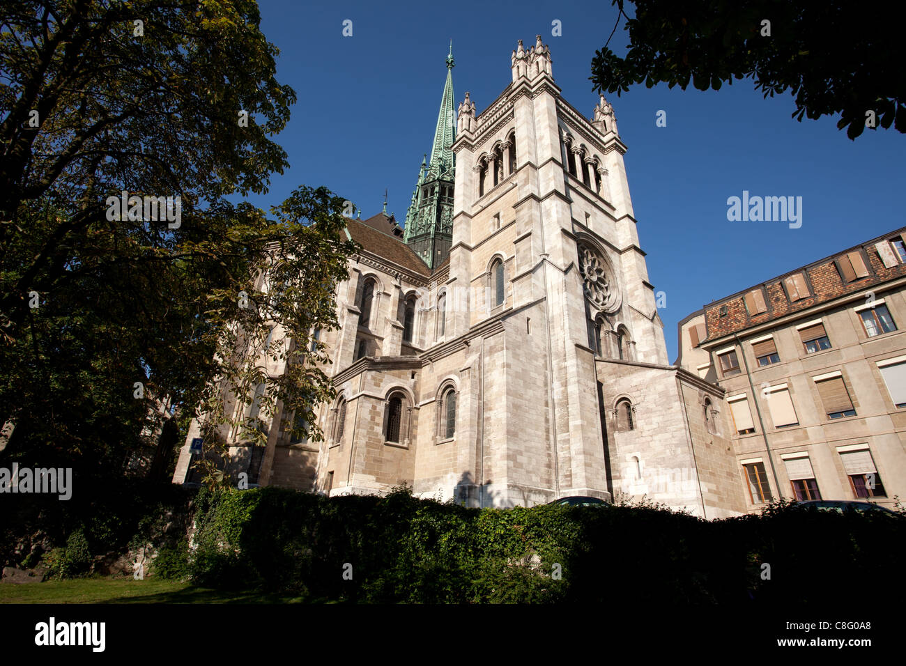 Ginebra: la Catedral de San Pedro Foto de stock