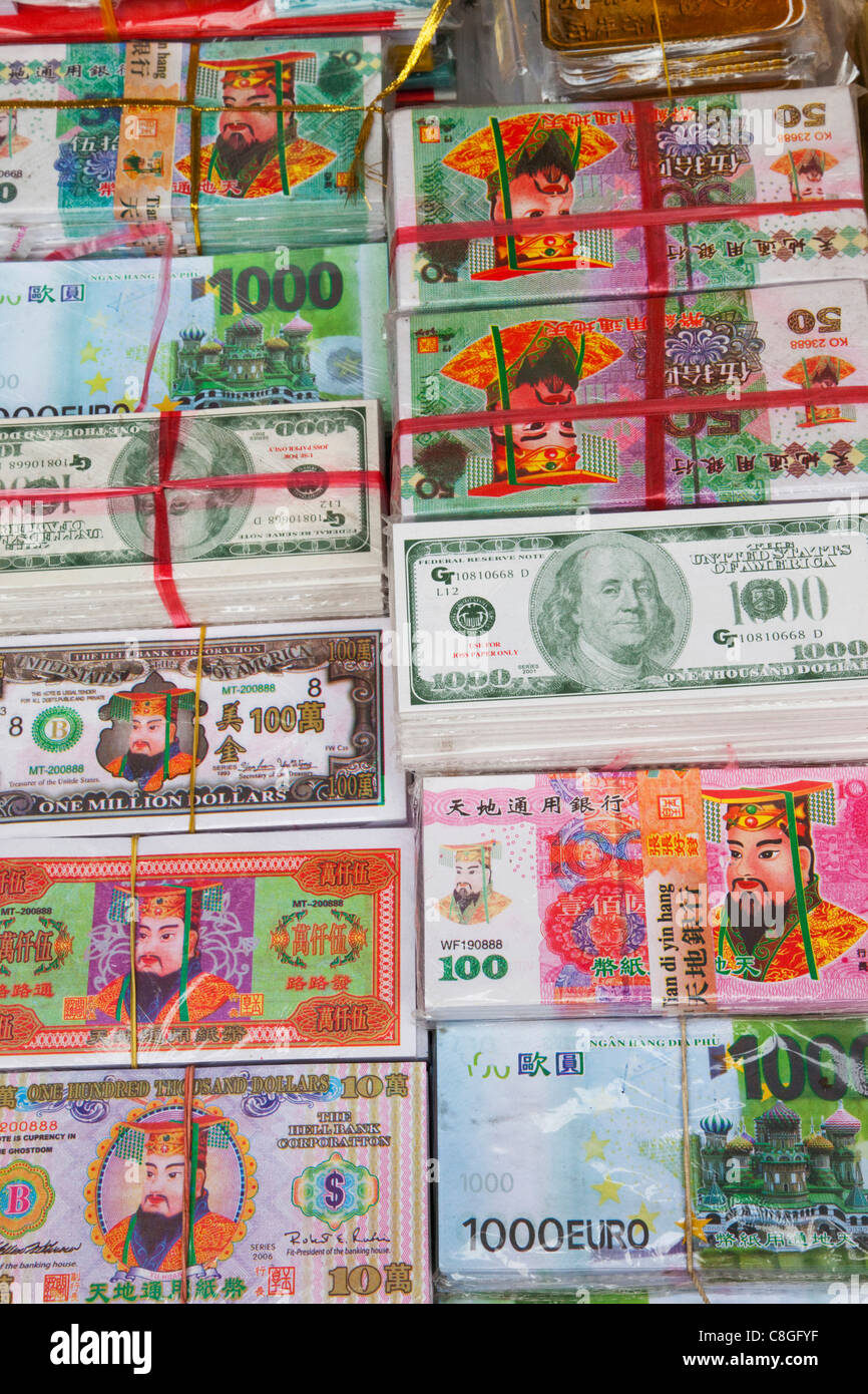 Asia, Vietnam, Hanoi, Joss dinero, dinero falso, imitación dinero