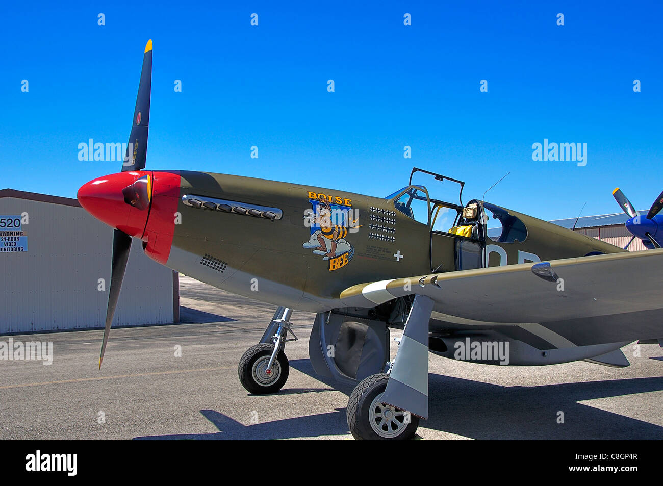 El P51-D Mustang Fighter 'Boise Bee' en su debut en el Museo de Aviación de Warhawk Foto de stock