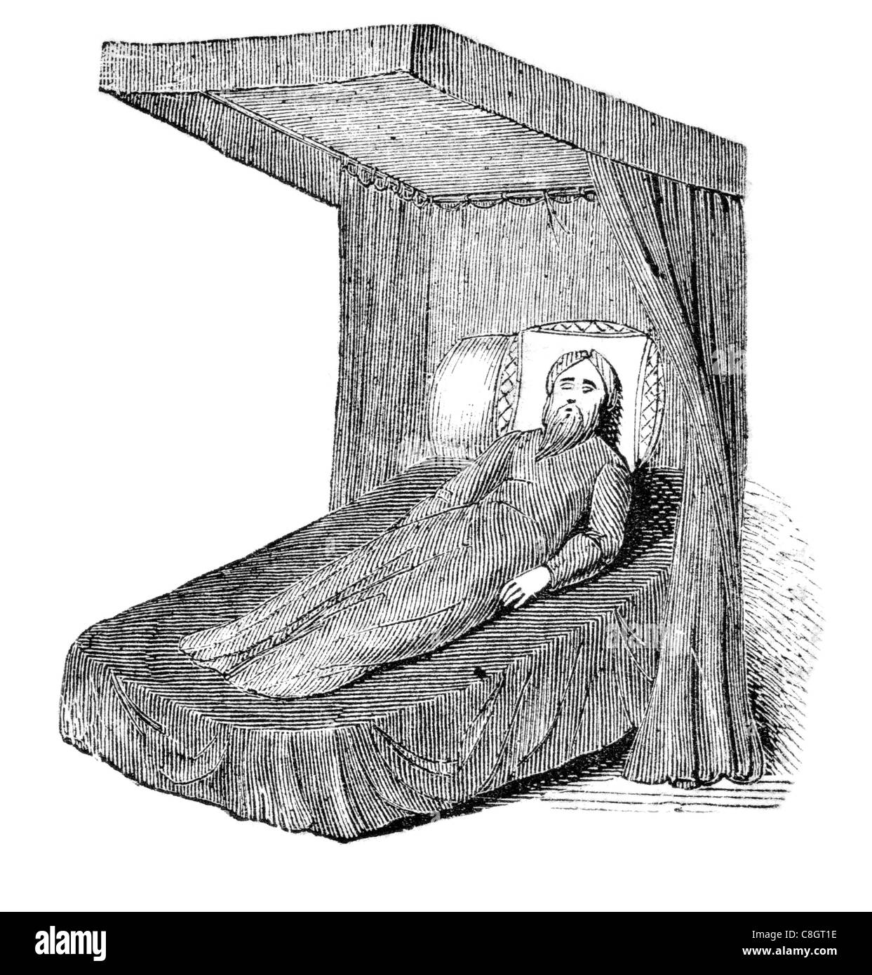 Muebles de dormitorio cama early inglés antiguo cuarto de dormir cámara  privada edredón manta almohada la cabecera de la cama el reposo en cama  Fotografía de stock - Alamy
