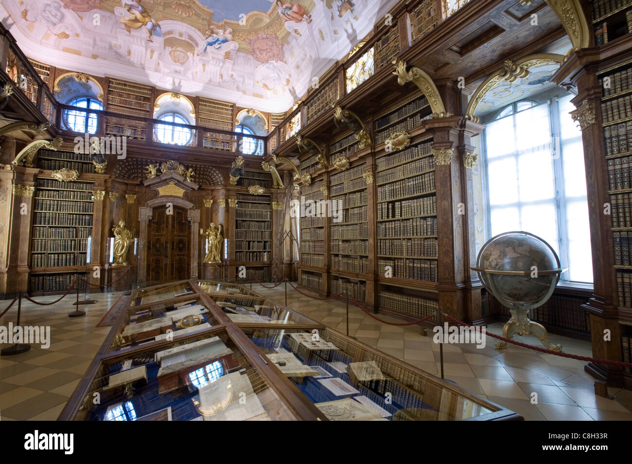 La Biblioteca de la abadía de Melk, Austria Foto de stock