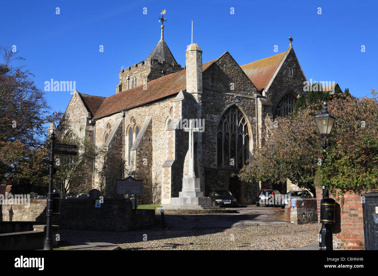 La iglesia parroquial de Santa María la Virgen, centeno, East Sussex, Inglaterra, Reino Unido. Foto de stock