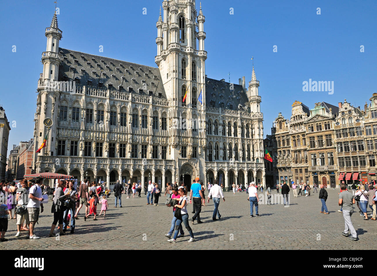Arquitectura, Benelux, Bélgica, Bruselas, Europa, Gótico, capital, city hall, Landmark, administración de la ciudad, la UNESCO, administrat Foto de stock