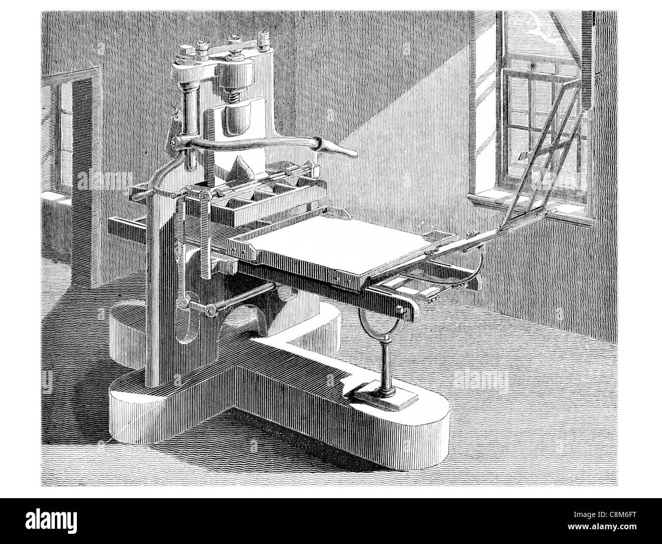 Pulse Poltroon Stanhope máquina de impresión de prensa de impresión con tinta entintada de mano de papel medio molde Movable Type libro libros material de lectura Foto de stock